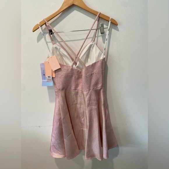 ELIZABETH K GS2838 Short Metallic V-Neck Dress Size XS - Picture 8 of 10